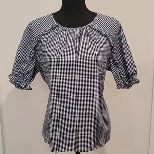 Lucky Brand, Plaid Blouse, Medium,  Blue and White (New With Tags)